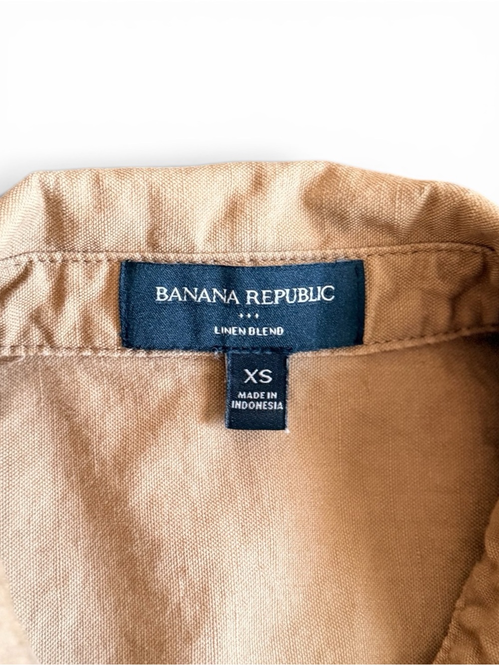Banana Republic Linen Blend Utility Shirt Dress Belted Camel XS Safari - Picture 5 of 5
